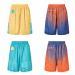 Unisex Adults 100% Polyester Sublimated Reversible Basketball Shorts