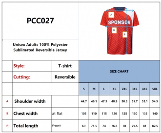 Unisex Adults 100% Polyester Sublimated Reversible Jersey - PCC027 Image
