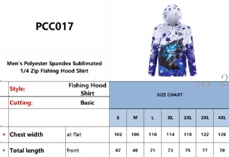 Men's Polyester Spandex Sublimated 1/4 Zip Fishing Hood Shirt - PCC017 Image