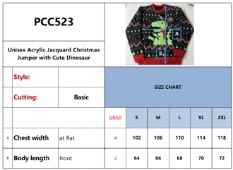 Unisex Acrylic Jacquard Christmas Jumper with Cute Dinosaur - PCC523 Image