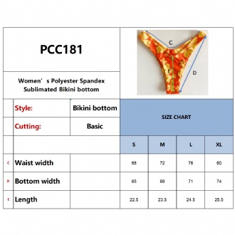 Women’s Polyester Spandex Sublimated Bikini bottom - PCC181 Image