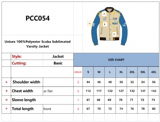 Unisex Polyester Scuba Sublimated Varsity Jacket - PCC054 Image