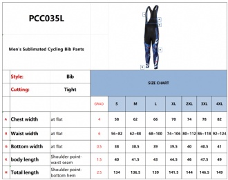 Men's Sublimated Cycling Bib Tights - PCC035L Image
