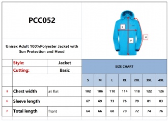 Unisex Adult 100%Polyester Jacket with Sun Protection and Hood - PCC052 Image 
