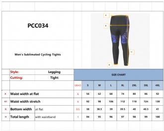 Men's Sublimated Cycling Tights - PCC034 Image