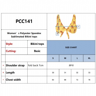 Women’s Polyester Spandex Sublimated Bikini top - PCC141 Image 