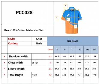 Men's 100% Cotton Sublimated Shirt - PCC028 Image