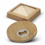 Bamboo Bottle Opener Coaster Set of 2 - Round