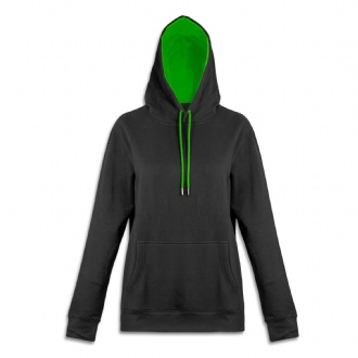 TRENDSWEAR Studio Contrast Unisex Hoodie - 125538 Image Black/Bright Green