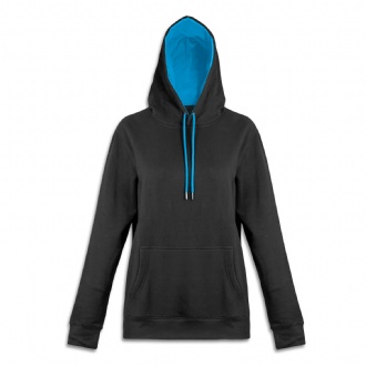 TRENDSWEAR Studio Contrast Unisex Hoodie - 125538 Image Black/Cyan