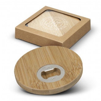 Bamboo Bottle Opener Coaster Set of 2 - Round - 125550 Image