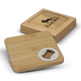 Bamboo Bottle Opener Coaster Set of 2 - Square - 125551 Image