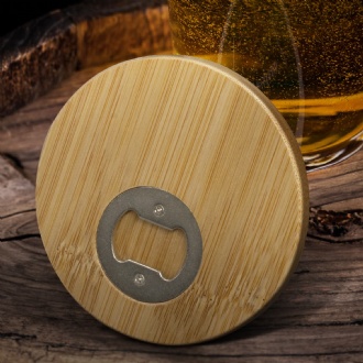 Bamboo Bottle Opener Coaster - Round - 125938 Image