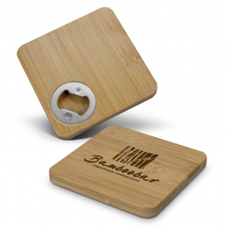 Bamboo Bottle Opener Coaster - Square - 125939 Image
