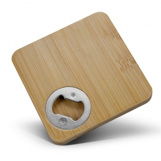 Bamboo Bottle Opener Coaster - Square - 125939 Image