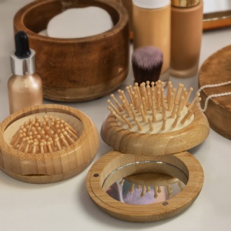 NATURA Bamboo Brush and Mirror - 125992 Image 